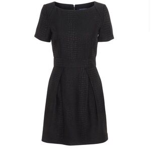 French Connection Black Croc Embossed Cocktail Dress - EUC